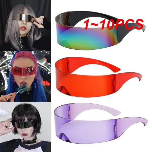 Gafas de sol duraderas para fiesta de Halloween, equipo de bicicleta sin montura, visera de fiesta, escudo envolvente, personalidad, 1 ~ 10 Uds.