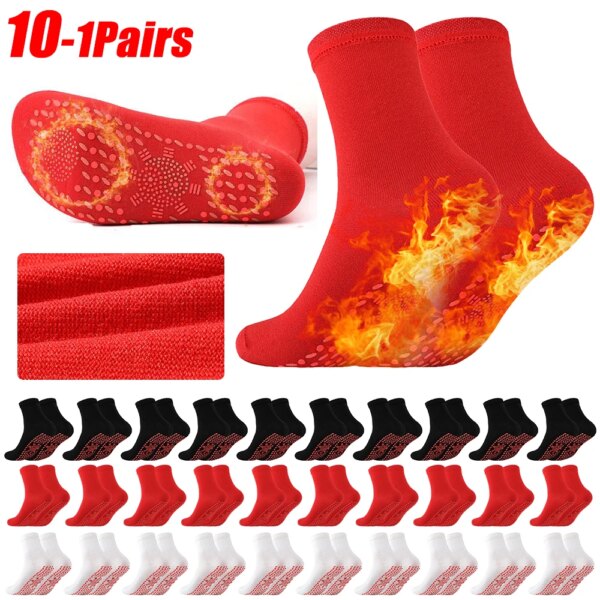 1-10Paris calcetines de invierno autocalentables turmalina adelgazante cuidado de la salud calcetín invierno elástico térmico antifatiga calcetines cortos para hombre