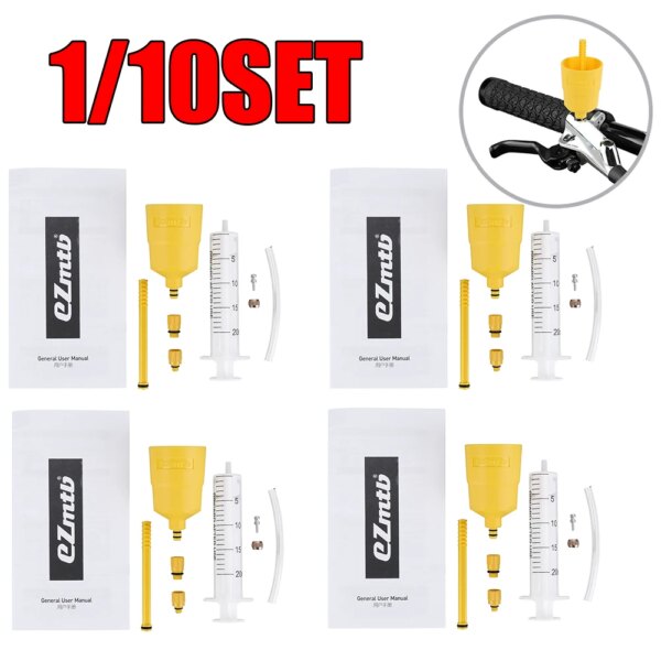 Kit de purga de frenos de bicicleta, herramienta de purga de frenos de disco hidráulico SRAM, embudo, tapón de aceite, Herramientas de reparación de bicicletas de montaña y carretera, 1-10 juegos