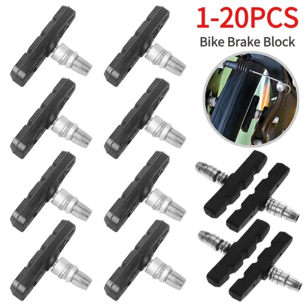 Pastillas de freno de bicicleta de montaña, 1-20 piezas, soporte de freno en V, bloques de zapatos, de goma, resistentes al desgaste, pastillas de freno silenciosas para bicicleta de montaña y carretera