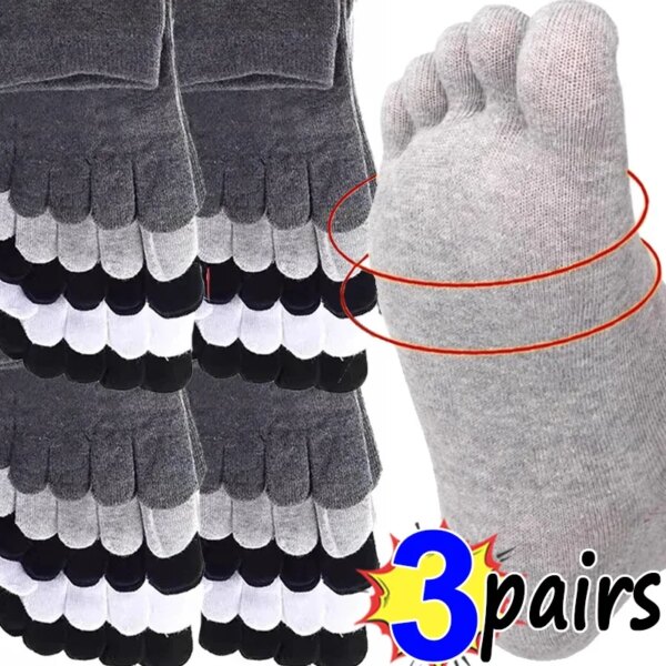 1/3 pares de calcetines Unisex con dedos para hombres y mujeres, calcetines de cinco dedos, medias de algodón transpirables, deportes para correr, calcetines sólidos negros, blancos y grises