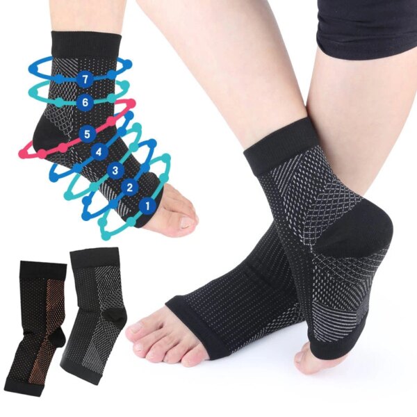 Calcetines de compresión con infusión de cobre, medias transpirables con punta abierta, soporte elástico para el tobillo, alivio del dolor, calcetines deportivos para Yoga, 1 par