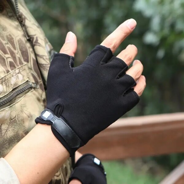 1 par de guantes tácticos para exteriores, guantes deportivos de medio dedo, guantes militares para hombres y mujeres, guantes sin dedos para combate, caza, tiro y Fitness