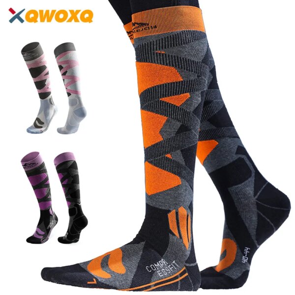 Calcetines térmicos de algodón para hombre y mujer, medias deportivas de lana cálidas para escalada, snowboard, ciclismo, esquí, piernas más gruesas, invierno, 1 par