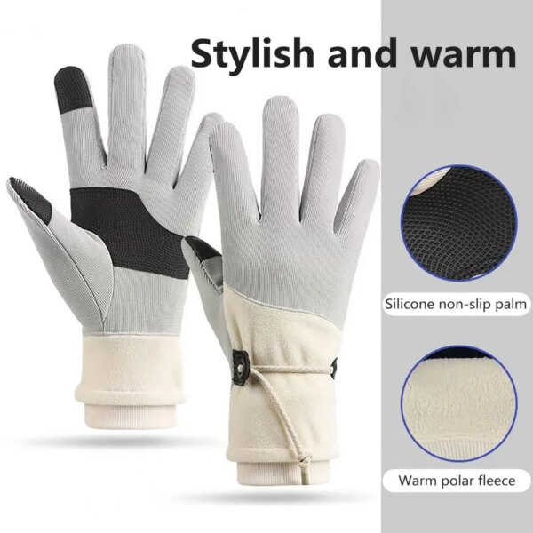 1 par de guantes cálidos de invierno para mujer con pantalla táctil sensible mensajes de texto dedos forro polar a prueba de viento guantes de nieve gruesos y cálidos