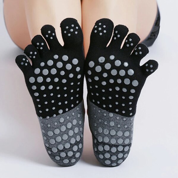 Calcetines antideslizantes de silicona para dedos de Yoga, calcetín de Ballet para gimnasio, vendaje de baile para mujer, calzado hasta el tobillo, algodón transpirable, Fitness, gimnasio, 1 par