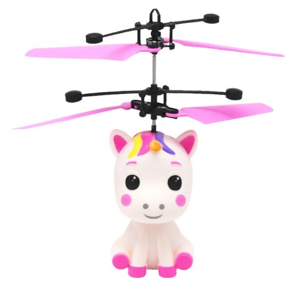 1 unidad de juguete de helicóptero de unicornio de inducción, juguete de avión de inducción suspendido para niños, recargable, regalo de cumpleaños