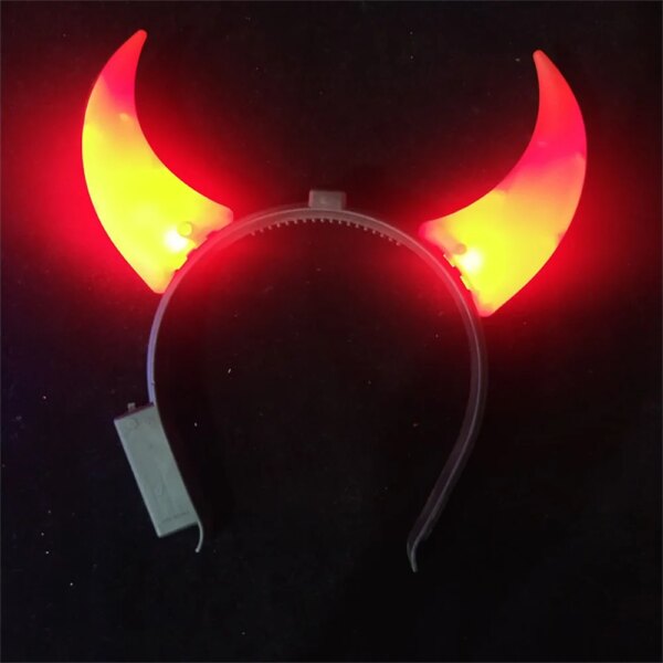 1 Uds. Accesorios únicos para fiestas, diademas LED festivas, sombrerería de fiesta para Halloween, tocado de diablo brillante, diadema con cuernos de diablo LED