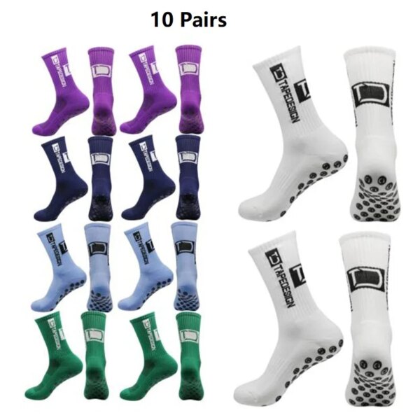 10 pares de calcetines de fútbol antideslizantes con parte inferior de silicona para hombre y mujer, calcetines transpirables acolchados para fútbol, ​​tenis, baloncesto, calcetines con agarre