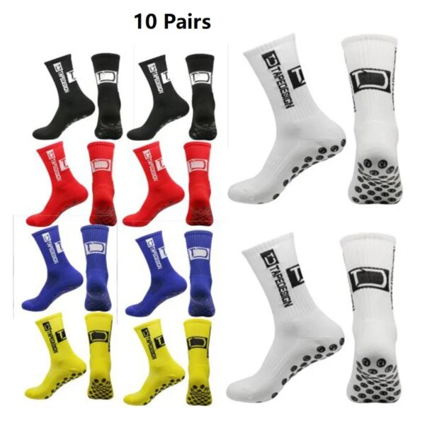 10 pares nuevos calcetines antideslizantes de silicona para fútbol para hombre y mujer, calcetines acolchados transpirables para fútbol, ​​tenis, baloncesto, calcetines con agarre