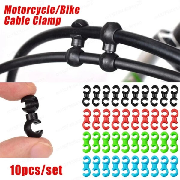 10 Uds. De guía de tubo flexible de freno de bicicleta, Clips en forma de S para cables cruzados, bridas, soporte de hebilla, ganchos C, multicolor