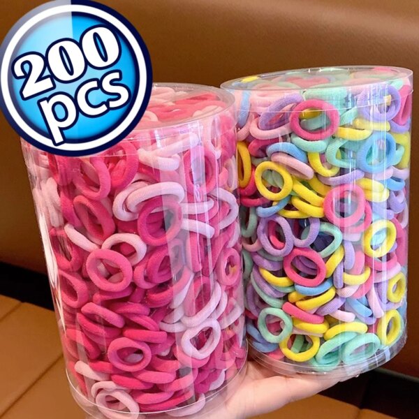 100/200 Uds. Bandas elásticas de nailon coloridas para el cabello para mujeres y niñas, coleteros para sujetar el cabello pequeño, bandas de goma, accesorios para el cabello