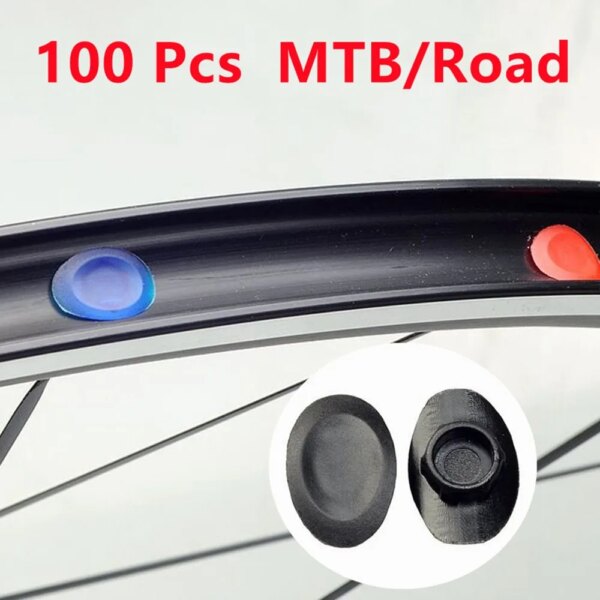 100 unidades/botella, tapón para llanta de bicicleta de montaña, llantas con ojales, tapones para rueda de bicicleta, almohadilla para neumático, anillo de acero, tapones para orificios, piezas de vehículos