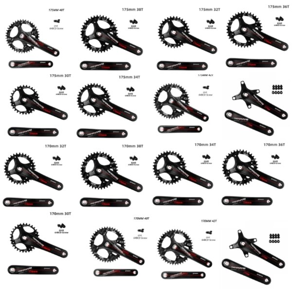 Platos y bielas para bicicleta de montaña 104BCD con orificio cuadrado, plato y rueda dentada de 170mm y 175mm, piñón 30T 32T 34T 36T 38T 40T 42T