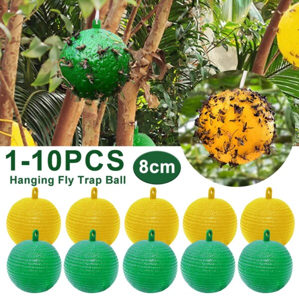 Trampa para moscas colgante, Bola de pegamento, insecto, fruta, mosca, mata insectos para abejas, avispas, atrapamoscas pegajoso, suministros para Control de plagas de jardín y huerto, 10 Uds.