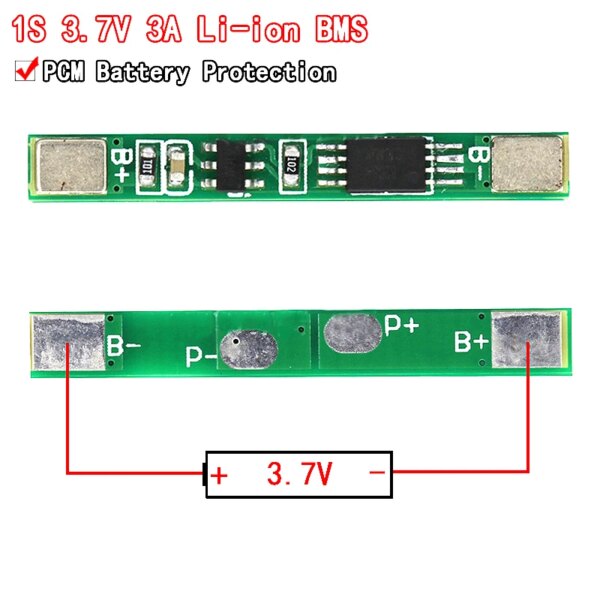 10 Uds 1S 3,7 V 3A li-ion BMS PCM Placa de protección de batería pcm para batería de iones de litio 18650