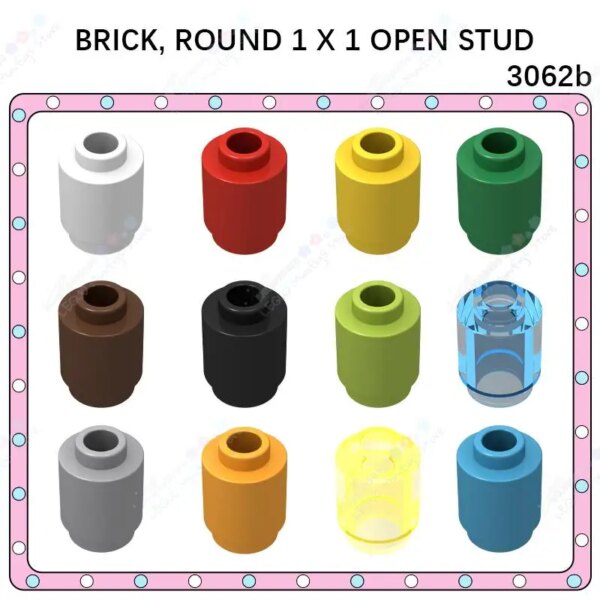 10 unids/lote 3062b redondo 1X1 piezas de MOC abiertas, bloques de construcción DIY, partículas pequeñas, compatibles con ladrillos, juguetes educativos para niños, regalo