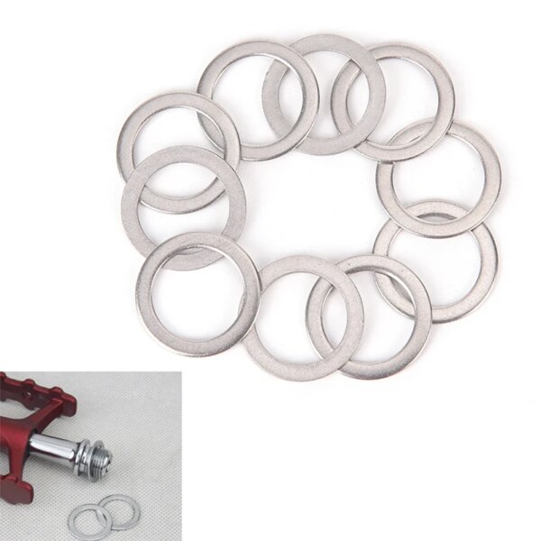 Arandelas de anillo de acero inoxidable para bicicleta de montaña, espaciador de Pedal de bicicleta, manivela, 10 Uds.