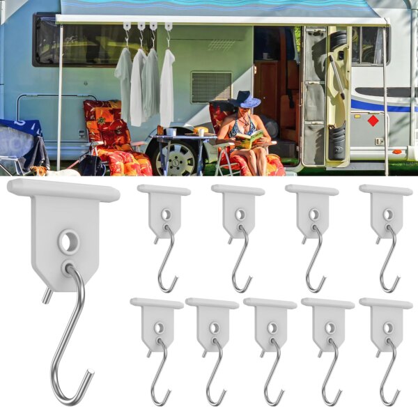 10 Uds. Ganchos de toldo resistentes para RV en forma de S, ganchos para toldos de Camping, perchas de luz de fiesta de Metal, sombreros, accesorios colgantes para Camper al aire libre