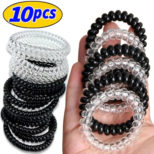 10 Uds. Lazos para el cabello en espiral para mujer, cable telefónico, anillo para el cabello, bandas elásticas para la cabeza, banda de goma, accesorios para el cabello