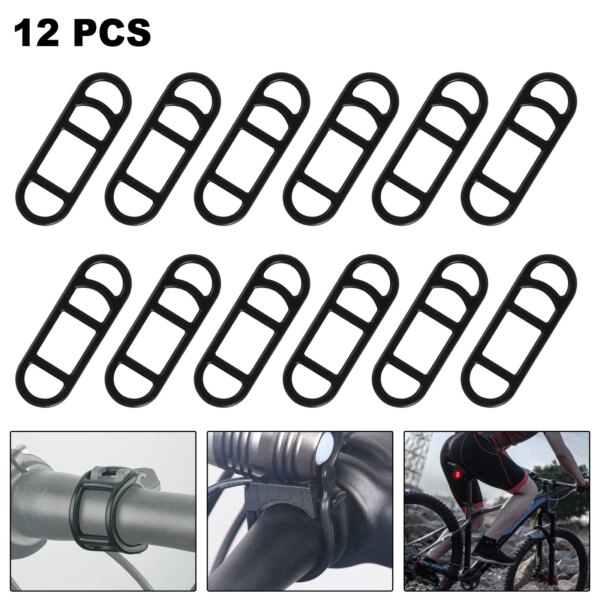 Soporte de luz para bicicleta, 12 Uds., 7x2,3 cm, correas de silicona para manillar de bicicleta, anillos de goma elásticos, soportes para antorcha, accesorios para ciclismo