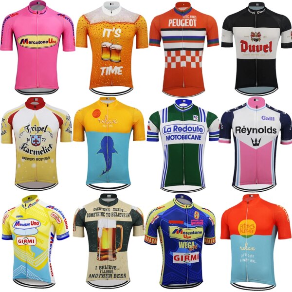 17 Nueva camiseta de ciclismo Retro Pro Team para hombre, manga corta, Maillot MTB, camiseta para descensos, ropa de bicicleta de montaña, verano