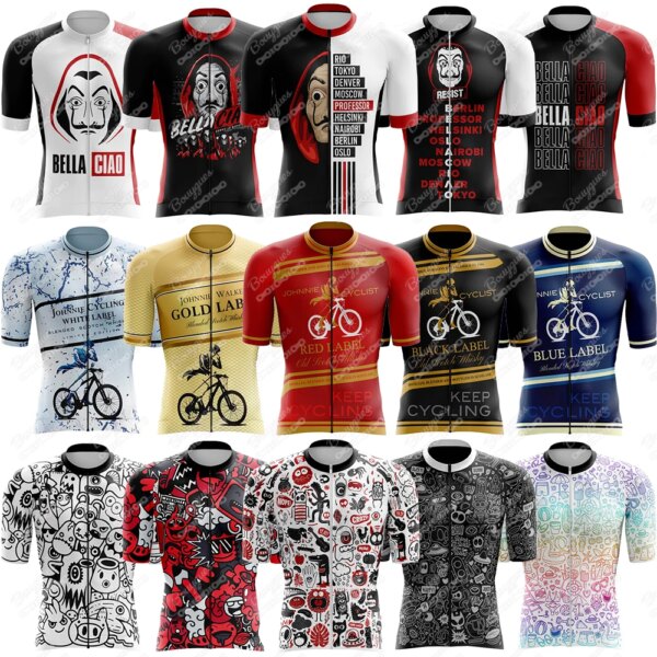 Camiseta de ciclismo de 17 estilos para hombre, camiseta para bicicleta de montaña, ropa para montar en carretera, blusa de manga corta para ciclismo de verano