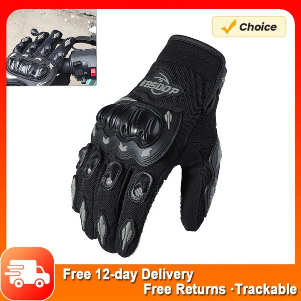 Guantes de moto para hombre y mujer, con dedos completos, pantalla táctil, para carreras, Motor, ciclismo, Motocross, montaña, transpirables, M-XL