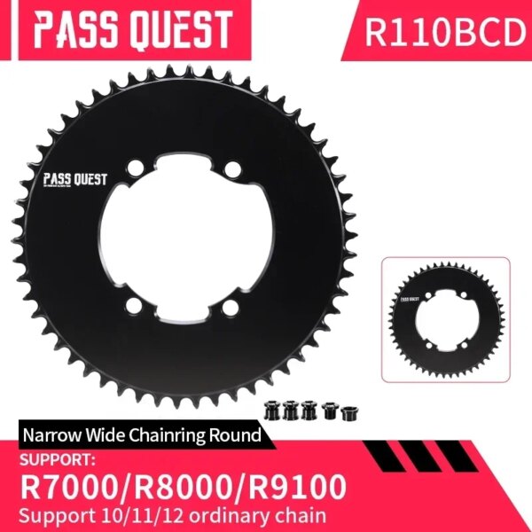 Plato PASS QUEST 110BCD 46T-60T para manivela Shimano 105 R7000/ULTEGRA R8000/DURA-ACE R9100, compatible con cadena normal de 10-12 velocidades