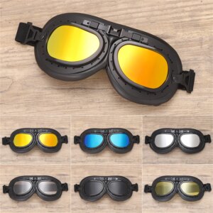 Gafas clásicas Vintage de cuero para motocicleta, gafas de piloto Retro, universales, a prueba de viento, para ciclismo al aire libre, casco Harley Steampunk