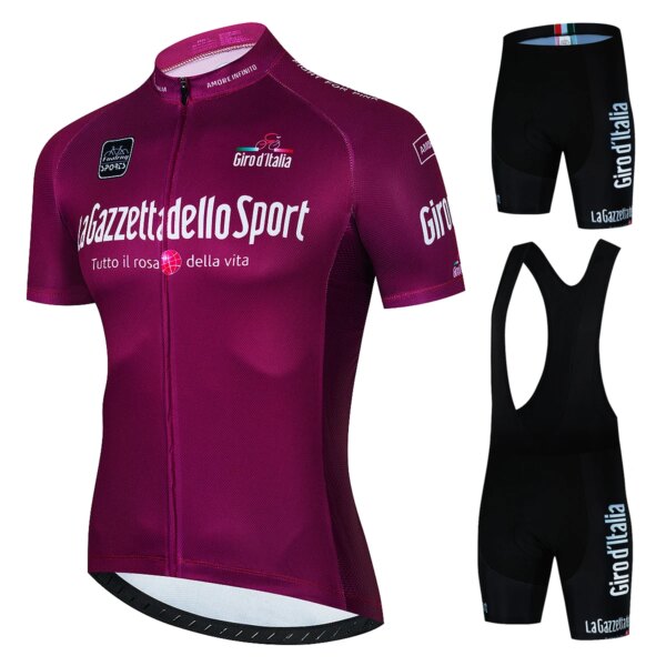 Conjuntos de Jersey de ciclismo del Tour De Italia para hombre, ropa de manga corta para ciclismo, maillot de ciclismo + pantalones cortos con pechera
