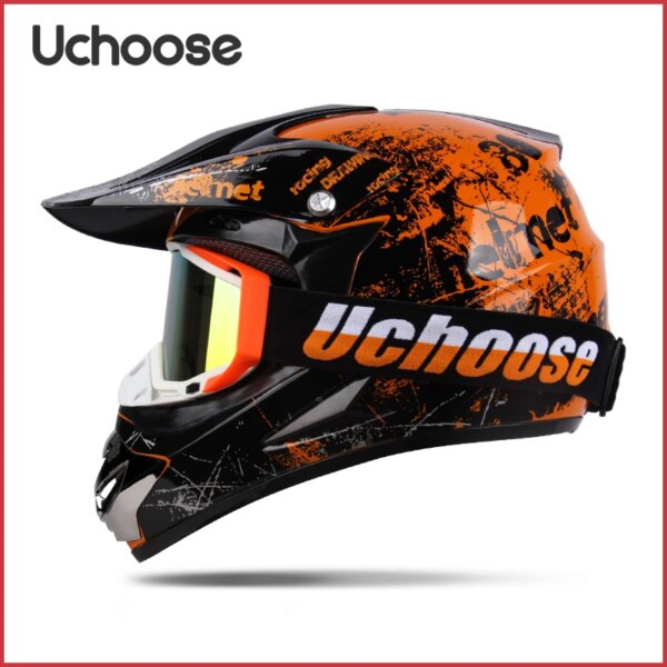 UCHOOSE-casco De motocicleta profesional para Motocross todoterreno, gafas De regalo para niños