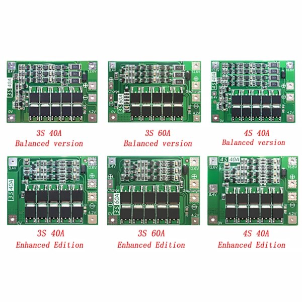 Placa de protección del cargador de batería de litio 3S/4S 40A 60A 18650 BMS para Motor de taladro 11,1 V 12,6 V/14,8 V 16,8 V mejora/equilibrio