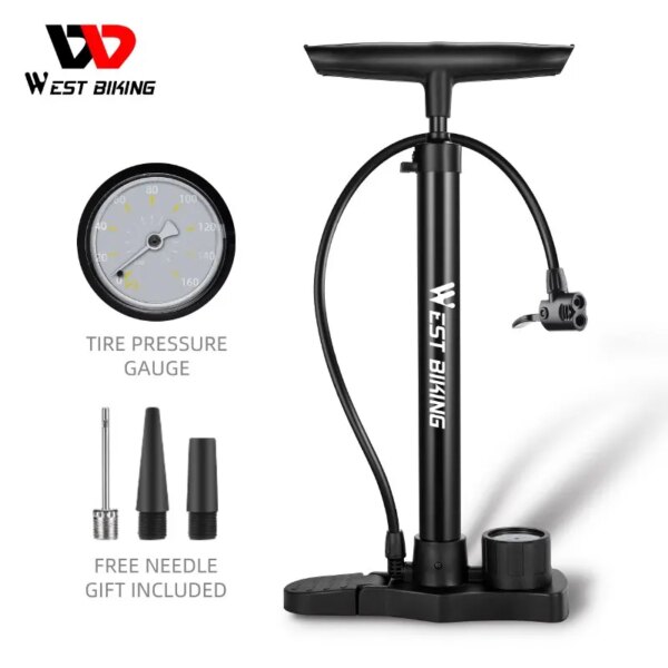 WEST BIKING-bomba portátil de acero inoxidable para bicicleta, inflador de válvula Schrader Presta, accesorios para bicicleta de montaña y carretera, 160PSI