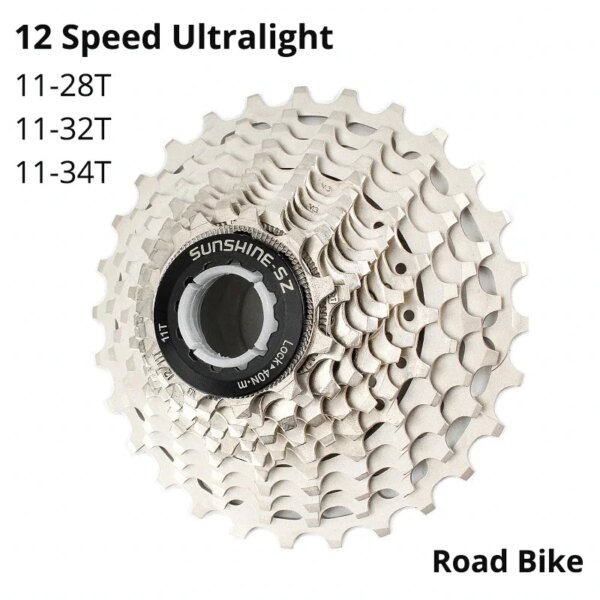 Sunshine-Cassette de 12 velocidades para bicicleta de carretera, ultraligero, 34T, 32T, 12v, para Shimano Sram, piñón de 12 velocidades, piezas de bicicleta de carretera HG