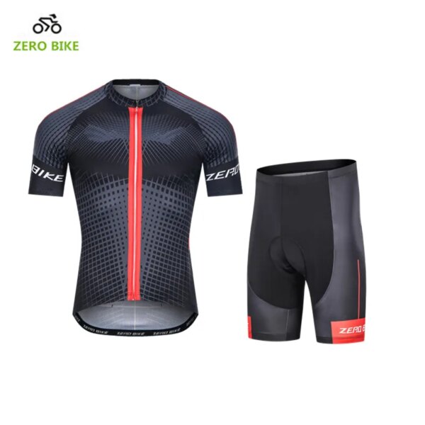 ZERO BIKE-Conjuntos de Ciclismo de secado rápido, ropa deportiva para bicicleta, Jersey de manga corta, pantalones cortos de Ciclismo, acolchado de Gel 4D, transpirable, verano