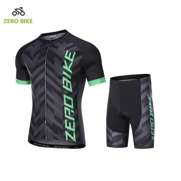 ZERO BIKE Nuevo Jersey de Ciclismo para Hombre + Pantalones Cortos Ropa de Bicicleta de Secado rápido Pantalones Acolchados de Gel 3D + Camisa M-XXL