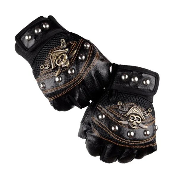 Guantes de cuero de PU con remaches de calaveras Punk para hombre y mujer, guantes antideslizantes de medio dedo a la moda de Hip Hop, accesorios para ciclismo y motocicleta de verano