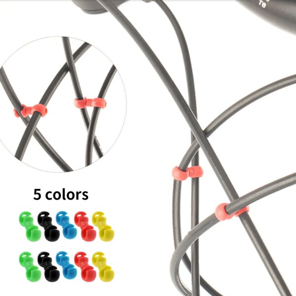 10 unids / bolsa Clips de cable de freno de bicicleta Plástico S Hebillas de línea de bicicleta Portátil 360 Abrazaderas de alambre giratorias MTB Rojo