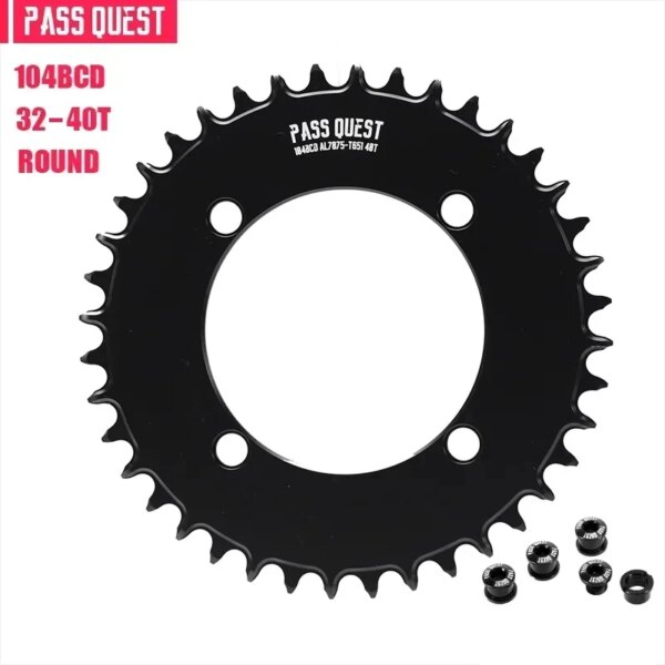 PASS QUEST star 104 bcd redondo AERO colorido plato de bicicleta de montaña rueda dentada ancha estrecha 32/34/36/38/40T manivela de bicicleta coronas de bicicleta de montaña