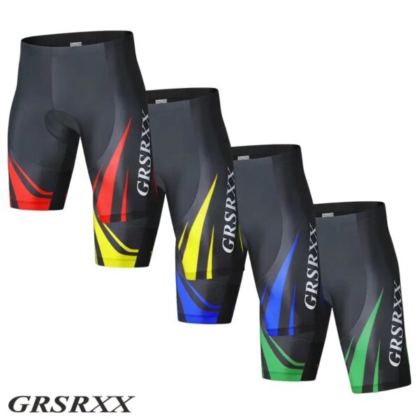 GRSRXX Pantalones cortos de ciclismo para hombre, mallas anti-UV de verano para montar en carretera, pantalones cortos con pechera y almohadilla a prueba de golpes, pantalones cortos transpirables para carreras de bicicletas