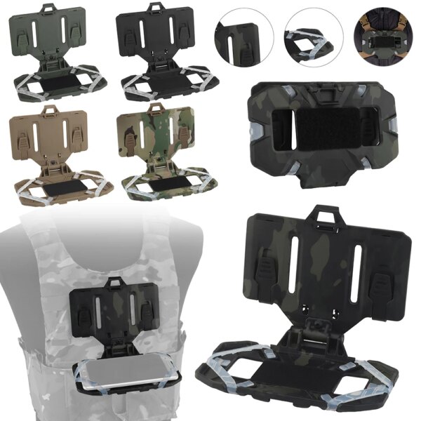 Tablero de navegación plegable táctico, práctica bolsa de pecho, funda para mapa, soporte para teléfono móvil, chaleco Molle, accesorios militares Airsoft
