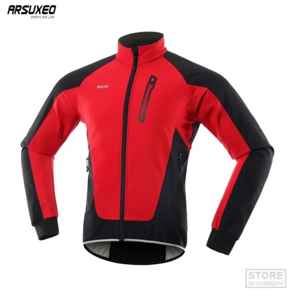 ARSUXEO-Chaqueta térmica de ciclismo para invierno, ropa de abrigo de lana para bicicleta, resistente al viento, impermeable, abrigo suave, Jersey para bicicleta de montaña