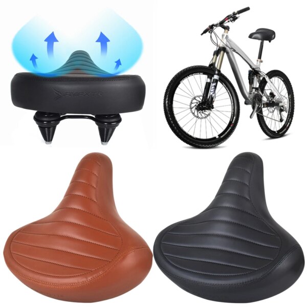 Cómodo sillín de resorte MTB para hombres y mujeres, cojín para asiento de bicicleta, sillín de bicicleta con absorción de impacto para bicicletas plegables de carretera MTB