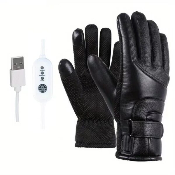 Guantes Térmicos Térmicos Guantes Térmicos de Cuero Guantes Térmicos USB Impermeables Guantes Cálidos de Invierno para Exteriores para Pesca Montar Ciclismo