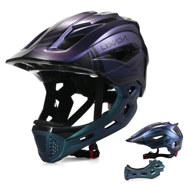 Lixada-casco de cara completa desmontable para niños, casco de seguridad deportivo para bicicleta, equipo de protección para ciclismo, Skateboarding y Scooter