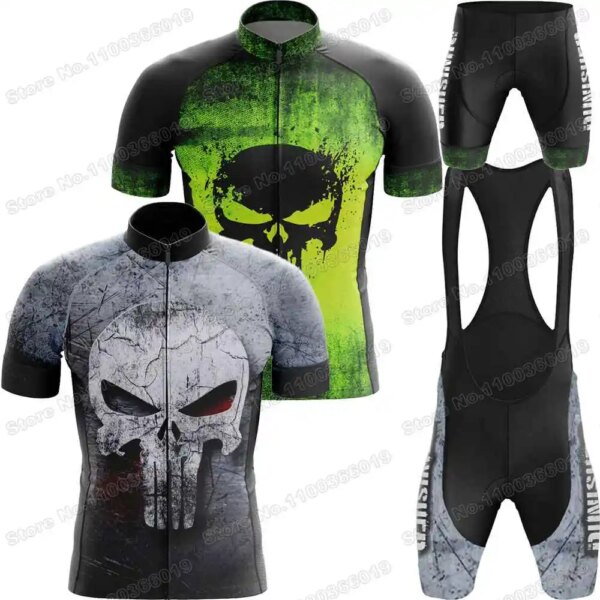 Conjunto de Jersey de ciclismo con calavera Popular, ropa de ciclismo antihéroe, camisetas para bicicleta de carretera, traje, pantalones cortos con pechera, uniforme de equitación, 2023