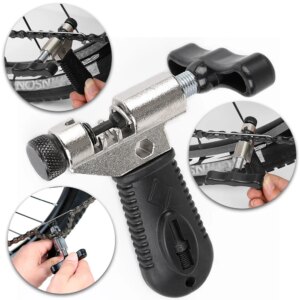 Herramienta portátil para quitar cadena de bicicleta, eliminador de eslabones de cadena de acero, separador de cadena de bicicleta de montaña, herramienta de reparación de ciclismo, color negro