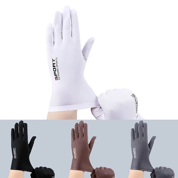 Guantes de verano para hombre, guantes de seda helada para conducir, guantes de pesca, guantes transpirables para ciclismo y senderismo, guantes con dedos completos