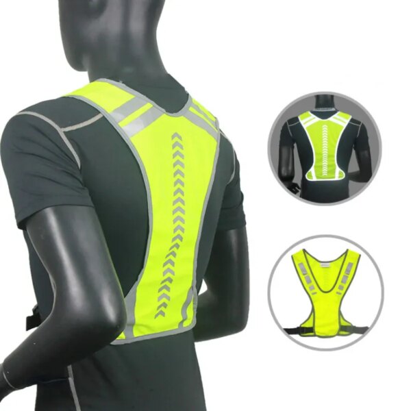 Chaleco reflectante de ciclismo, chaqueta segura de alta visibilidad para montar de noche, correr, trotar, ciclismo, motocicleta, chaleco deportivo al aire libre